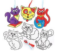 Baker Ross FE581 Decorazioni Acchiappa-sole Gatti - Confezione da 8, Effetto Vetro Colorato per Bambini da Decorare ed Esporre per Attività Artistiche o Artigianali