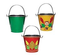 Baker Ross FE607 Mini Secchielli di Latta Autunnali - Confezione da 5, ideali per i Bambini per Dipingere, Decorare e Far Crescere i Semi, Secchielli per Dolcetto o Scherzetto con Manici