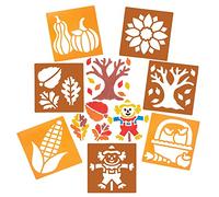 Baker Ross FE664 Stencil Design per bambini Festa del Raccolto - Confezione da 8, Stencil lavabili per bambini, Stencil per Scrapbooking