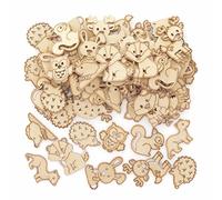 Baker Ross FE747 Forme di legno di animali della foresta per bambini - Confezione di 72, forme di legno verniciabili, attività creative per bambini
