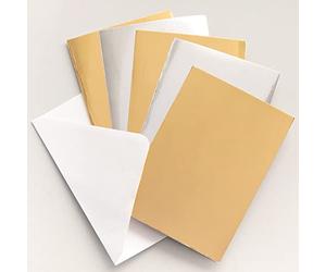 Baker Ross FE830 Biglietti d'Auguri Metallizzati Oro e Argento - Confezione da 12, Creazione di Biglietti, Crea i tuoi Biglietti di Natale, Ideali per Progetti Artistici e Artigianali per Bambini