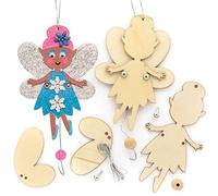 Baker Ross FE861 Bambole in legno WInterfee, 5 pezzi, fai da te le tue bambole di legno, bambole per bambini, artigianato in legno per bambini da assemblare e decorare