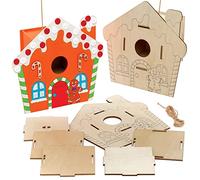 Baker Ross FE927 Kit Casa in Legno per Uccelli Pan di Zenzero - Confezione da 2, Artigianato in Legno da Decorare ed Esporre, Artigianato da Giardino per Progetti di Arti e Mestieri Personalizzati