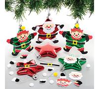 Baker Ross FE976 Kit di Palline a Stella Elfo di Natale - Confezione da 6, Crea le tue Decorazioni Natalizie, Addobbi Natalizi per l'Albero per Bambini da Decorare ed Esporre