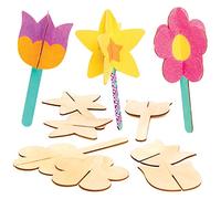 Baker Ross Fiori di Legno 3D - Confezione da 8, Artigianato per Bambini (AT448)