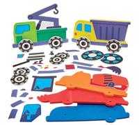 Baker Ross FN072 Kit di veicoli da costruzione da spingere - Confezione da 5, Kit di lavoretti creativi per bambini da realizzare