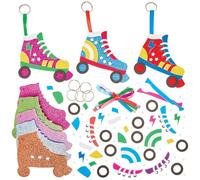 Baker Ross FN074 Kit portachiavi e portaborse mix & match di pattini a rotelle - Confezione da 8, kit di artigianato per bambini con portachiavi