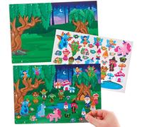 Baker Ross FN082 Scene adesive della foresta mitica - Confezione da 4, Adesivi autoadesivi per bambini, lavoretti per bambini, adesivi per bambini