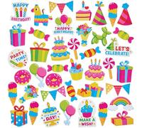 Baker Ross FN095 Adesivi in schiuma per compleanni - Confezione da 150, adesivi per bambini per arti e mestieri