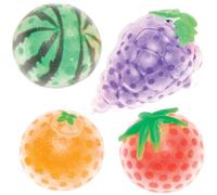 Baker Ross FN104 Frutta in perle da spremere - Confezione da 4, giocattoli in gomma, giocattoli in gelatina per bambini, riempitivi per borse da festa