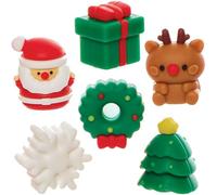 Baker Ross FN346 Gomme di Natale - Confezione da 12, Riempitivi per sacchetti natalizi per bambini