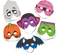Baker Ross FN347 Maschere di Halloween in gommapiuma - Confezione da 6, Travestimenti di Halloween per bambini