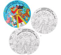 Baker Ross FN357 Kit di ruote da colorare con gli animali dello zodiaco del Capodanno cinese - Confezione da 5, arte e artigianato del Capodanno cinese, risorse educative