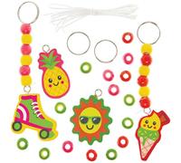 Baker Ross FN418 Kit portachiavi e ciondoli per borse estivi - Confezione da 4, portachiavi fai da te per bambini