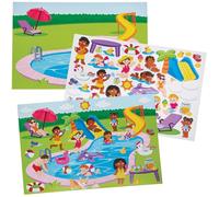 Baker Ross FN421 Scene adesive per feste in piscina - Confezione da 4, crea le tue scene adesive per bambini, adesivi riutilizzabili