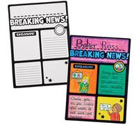 Baker Ross FN439 Scrivi i tuoi articoli di giornale in stile Fuzzy Art - Confezione da 6, ausili didattici per la lettura e la scrittura per bambini e scuole