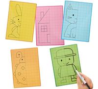 Baker Ross FN445 Tavole da disegno pulibili con simmetria a reticolo - Confezione da 10, tavole da disegno educative per bambini