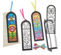 Baker Ross FN559 Segnalibri da colorare con effetto vetro colorato estivo - Confezione da 10, creazione di segnalibri per bambini, lavoretti per la Giornata mondiale del libro