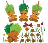 Baker Ross FN582 Kit decorativi mix & match con teste d'erba - Confezione da 8, kit decorativi in schiuma per bambini