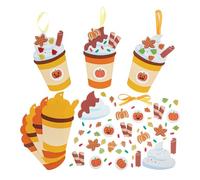 Baker Ross FN588 Kit decorativi Pumpkin Spice Latte Mix & Match - Confezione da 8, kit autunnali per bambini perfetti per Halloween