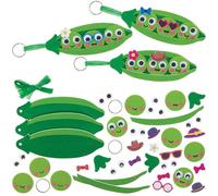 Baker Ross FN590 Kit con piselli nel baccello da appendere e portachiavi - Confezione da 6, divertenti set creativi per bambini, perfetti come regali e per personalizzare borse