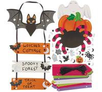 Baker Ross FN603 Kit decorativi per cartelli di Halloween - Confezione da 4, set di creazioni spaventose per bambini, ideali per feste e decorazioni in classe