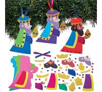 Baker Ross FN618 Kit decorativi mix & match con i tre Re Magi - Confezione da 6, kit di artigianato natalizio cristiano per bambini per realizzare decorazioni natalizie