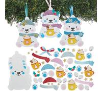 Baker Ross FN638 Kit decorativi con cioccolata calda e orsi polari - Confezione da 8, kit natalizi per bambini per creare graziose decorazioni con orsi polari