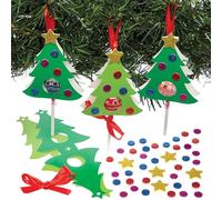 Baker Ross FN648 Decorazioni per alberi di Natale a forma di lecca-lecca - Confezione da 10, kit di artigianato natalizio per bambini per creare supporti per alberi di Natale