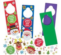 Baker Ross FN658 - Kit per appendere la porta con Babbo Natale e scritta "Please Stop Here", confezione da 4 pezzi