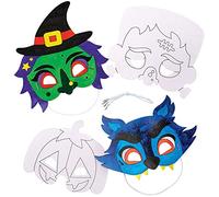 Baker Ross FX231 Maschera da Colorare di Halloween - Set di 8, Attività Manuali per Bambini