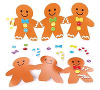 Baker Ross FX299 Biglietti Combinabili Omino di Pan di Zenzero - Confezione di 6, Attività Natalizie per Bambini