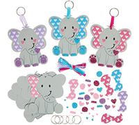 Baker Ross FX445 Kit per creare portachiavi e ciondoli per borsetta con elefantini e cuori - Confezione da 8, kit di lavoretti di San Valentino in schiuma espansa per bambini