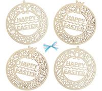 Baker Ross FX496 Ghirlande di Pasqua in legno con scritta - Confezione da 4, Decorazioni pasquali fai da te per bambini