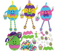 Baker Ross FX528 Kit per uova di Pasqua con gambe ciondolanti - Confezione da 5, Kit di decorazioni artigianali di Pasqua per bambini