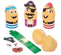 Baker Ross FX529 Kit di uova pirata - Confezione da 8, kit di artigianato artistico per bambini