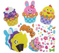 Baker Ross FX540 Kit di calamite a forma di cupcake di Pasqua - Confezione da 8, Kit di lavoretti di Pasqua in schiuma espansa per bambini