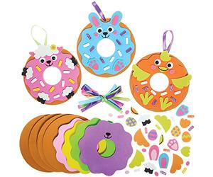 Baker Ross FX541 Kit per ciambelle di Pasqua - Confezione da 8, decorazione artigianale di Pasqua in schiuma espansa per bambini