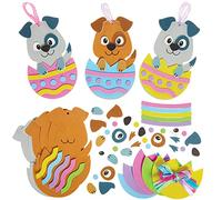Baker Ross FX543 Kit di decorazioni per uova di Pasqua con cagnolini - Confezione da 8, Decorazione artigianale di Pasqua in schiuma espansa per bambini