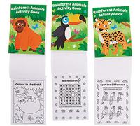 Baker Ross FX554 Libri di attività sugli animali della foresta pluviale - Confezione da 12, libri di attività divertenti per bambini