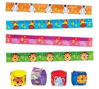 Baker Ross FX660 Braccialetti slap con gli amici della giungla - Confezione da 8, regali per le feste dei bambini