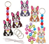 Baker Ross FX695 Kit portachiavi e ciondolo per borse Bulldog - Confezione da 5, Kit di accessori per bambini