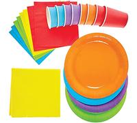 Baker Ross FX750 Confezione di stoviglie per feste con i colori dell'arcobaleno - Confezione da 25 pezzi, Set di stoviglie arcobaleno per feste per bambini