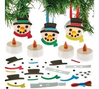 Baker Ross FX800 Kit di decorazioni a led con pupazzo di neve - confezione da 4, luci a filo per decorazioni natalizie e artigianato artistico