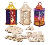 Baker Ross FX935 Kit di lanterne in legno per il Ramadan - Confezione da 3, kit di educazione religiosa per bambini