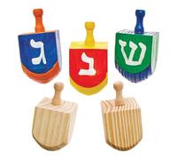 Baker Ross FX939 Dreidel di legno - Confezione da 5, Kit di artigianato artistico per l'educazione religiosa dei bambini