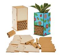 Baker Ross FX944 Kit in legno per hotel per insetti e vasi da fiori - Confezione da 2, kit di artigianato artistico in legno per bambini