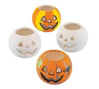 Baker Ross H1582 - Portacandele in ceramica a forma di zucca, confezione da 3 pezzi, per decorare e esporre i bambini, assortiti