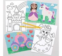Baker Ross Immagini Principessa Sand Art (confezione da 8) - Immagini autoadesive pre-progettate per l'arte della sabbia per bambini