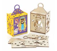 Baker Ross Kit di Artigianato per Lanterne di Natale - 3 Kit di Lanterne in Legno della Natività, Design Assortiti, Decorazione su Legno, per Bambini